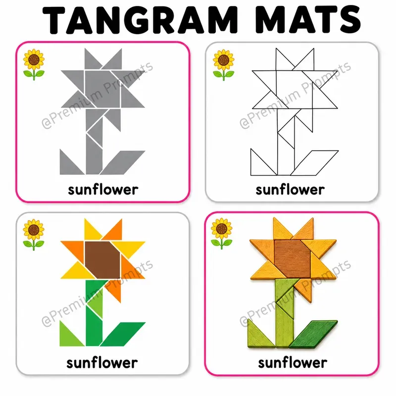 Tangram Mats Worksheets For Kids