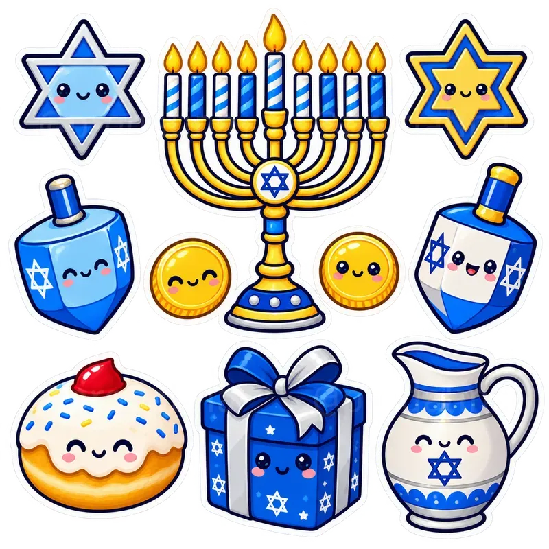 Kawaii Hanukkah Sticker Sheets