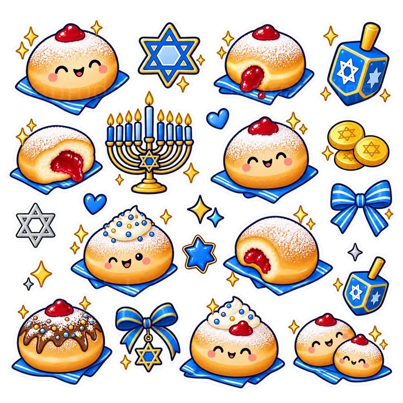 Kawaii Hanukkah Sticker Sheets