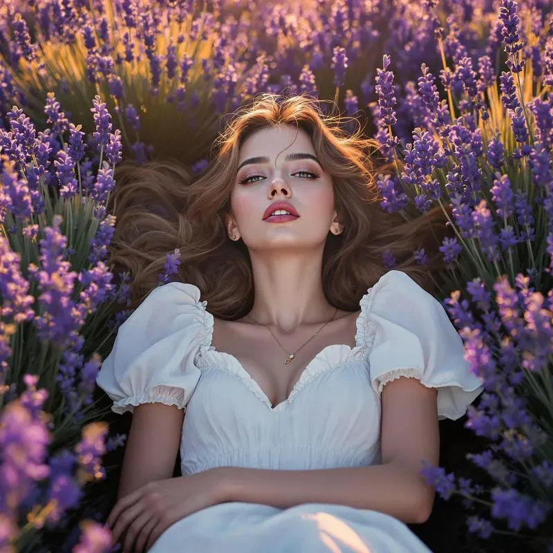 Beautiful Women Lying Among Flowers