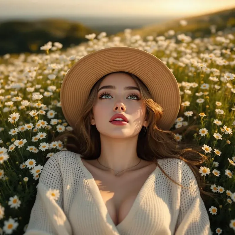 Beautiful Women Lying Among Flowers