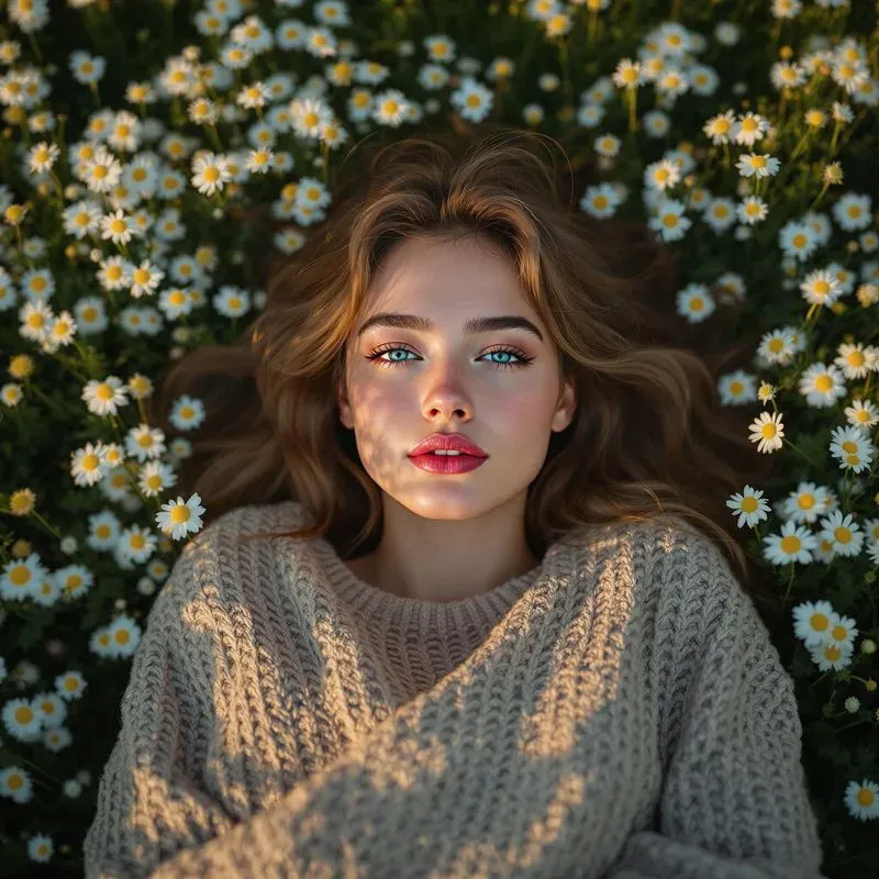 Beautiful Women Lying Among Flowers