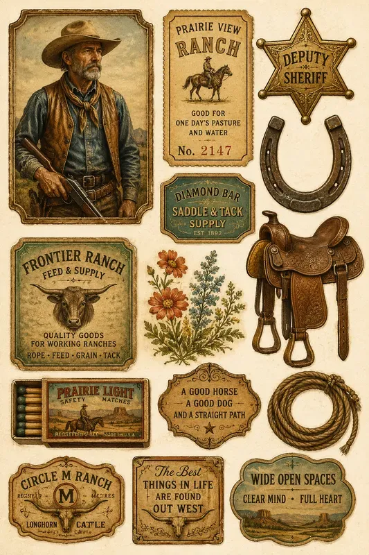 Wild West Vintage Ephemera Kits