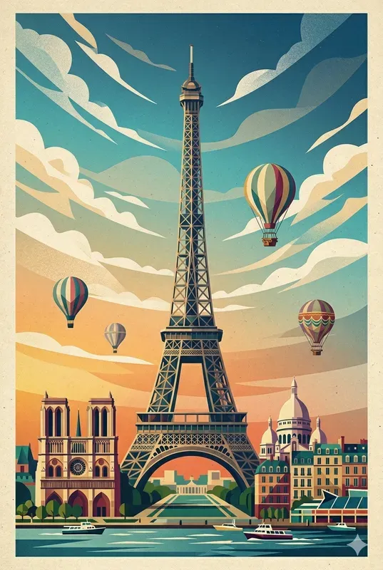 Midcentury Travel Poster Art Assets