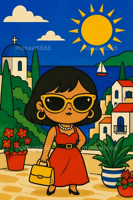 Retro Mediterranean Flat Pop Art