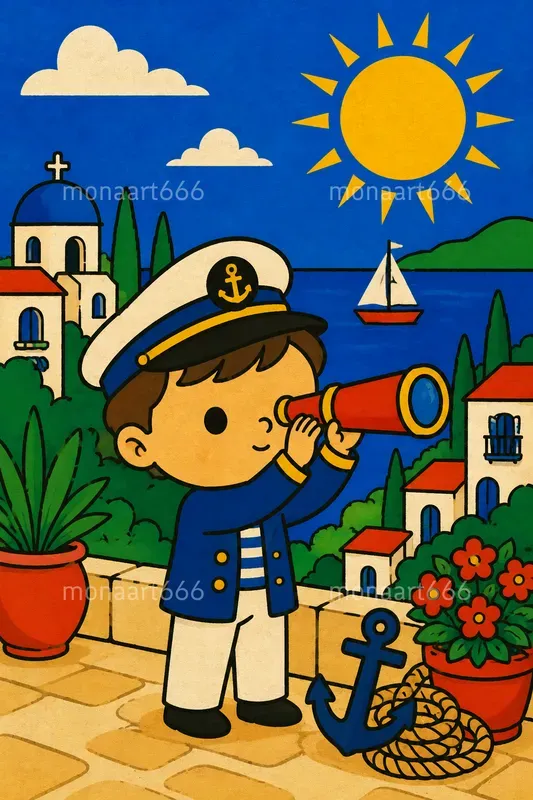 Retro Mediterranean Flat Pop Art
