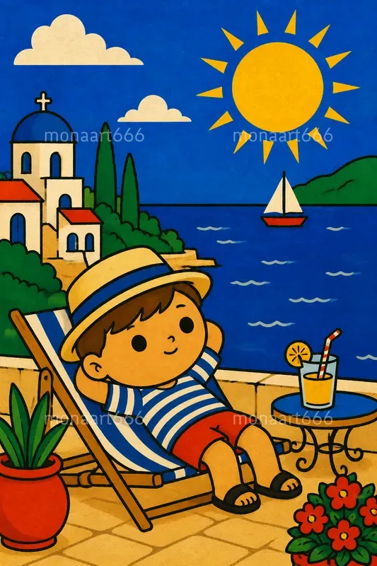 Retro Mediterranean Flat Pop Art