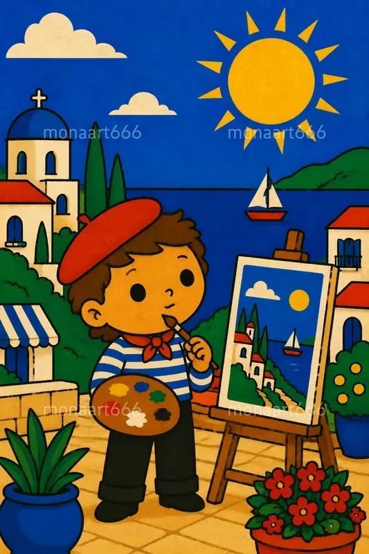 Retro Mediterranean Flat Pop Art