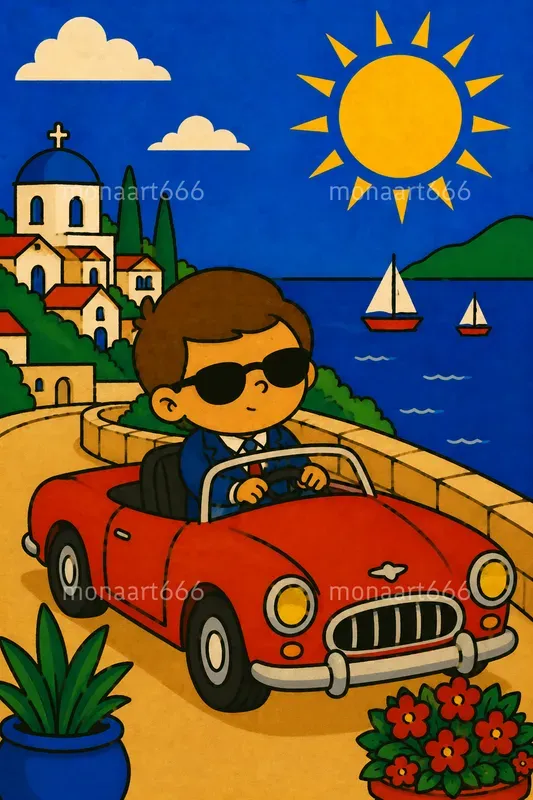 Retro Mediterranean Flat Pop Art