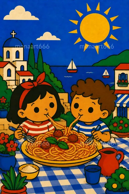 Retro Mediterranean Flat Pop Art