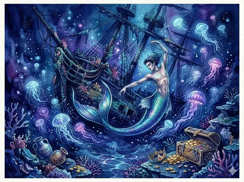 Watercolor Ocean Fantasy Art
