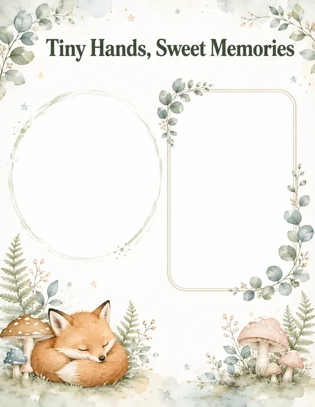 Woodland Handprint Baby Photo Keepsakes