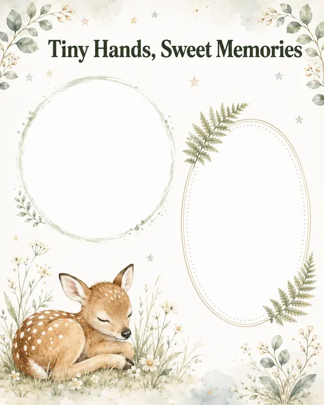 Woodland Handprint Baby Photo Keepsakes