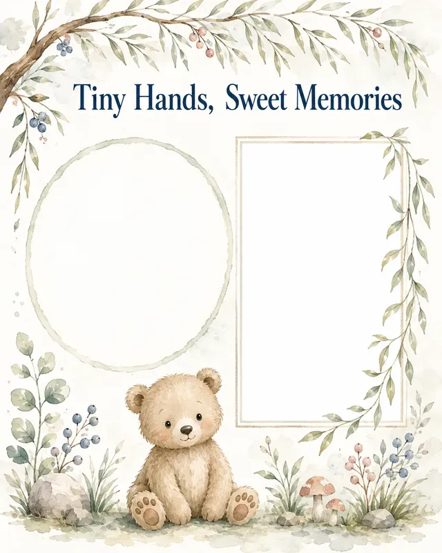 Woodland Handprint Baby Photo Keepsakes