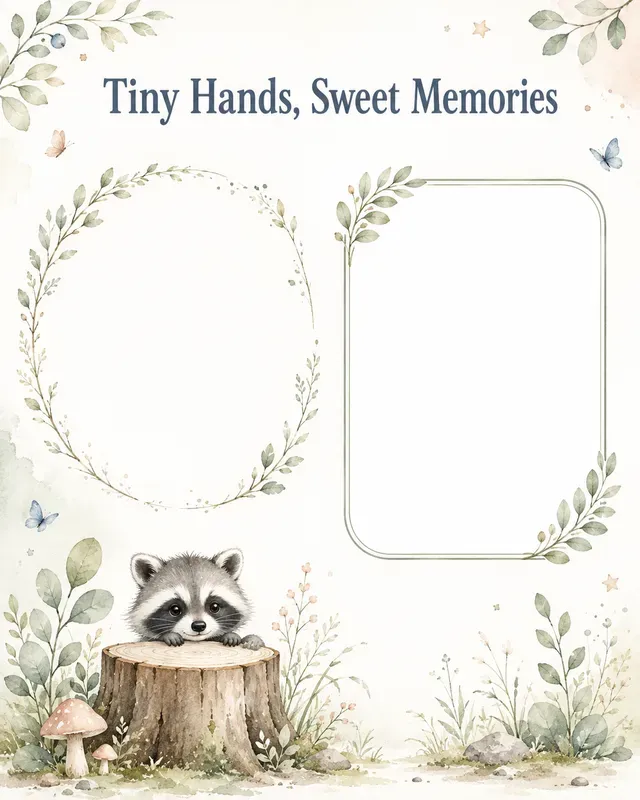 Woodland Handprint Baby Photo Keepsakes