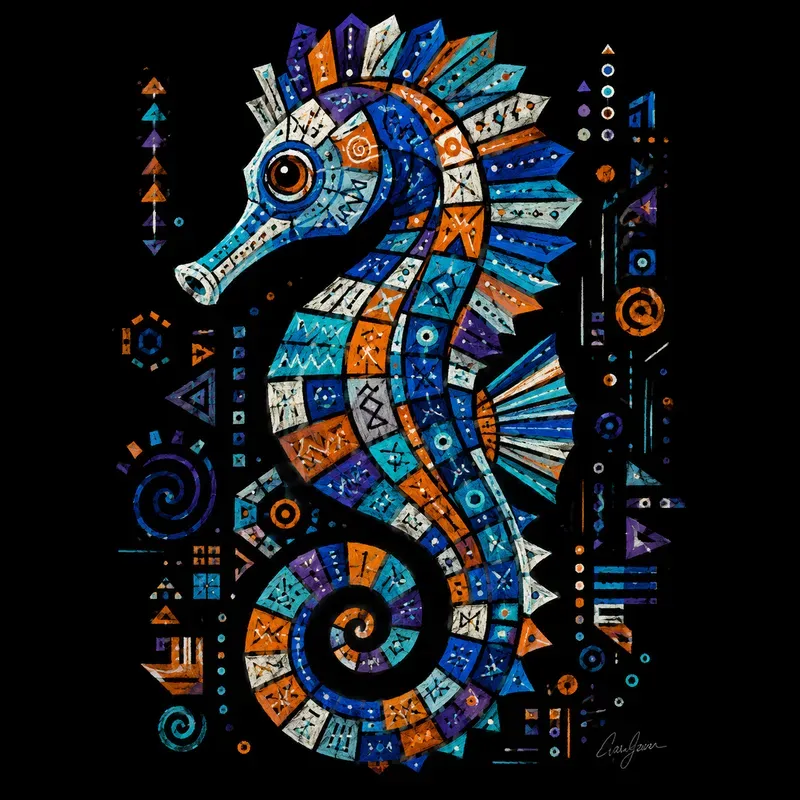 Abstract Mosaic Sea Creatures