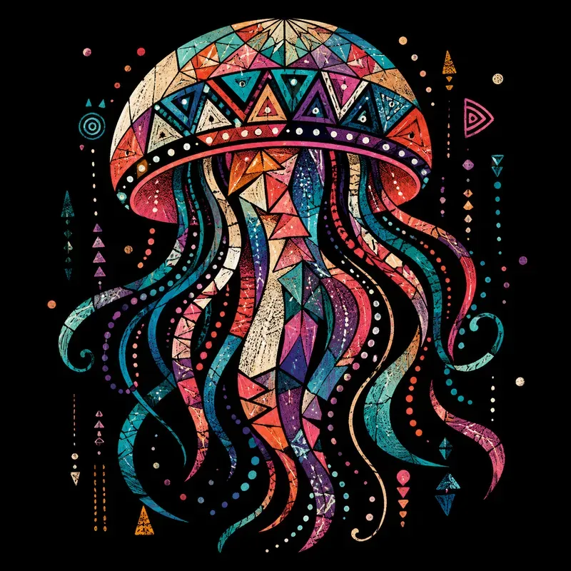 Abstract Mosaic Sea Creatures