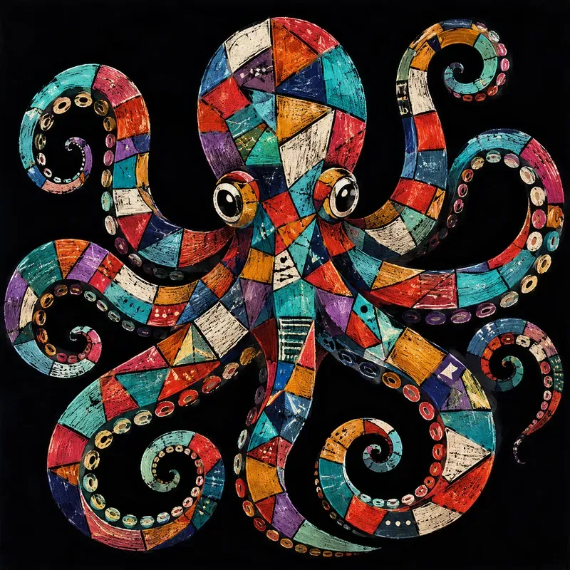 Abstract Mosaic Sea Creatures