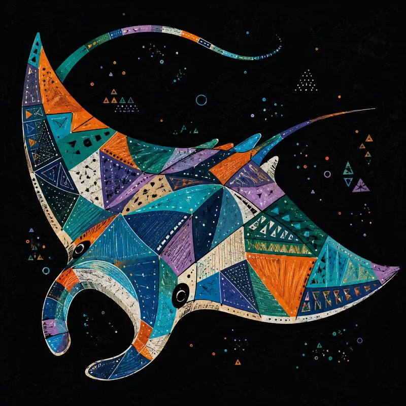 Abstract Mosaic Sea Creatures