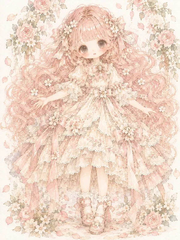 Fairy Tale Doll Watercolor Girls Kawaii