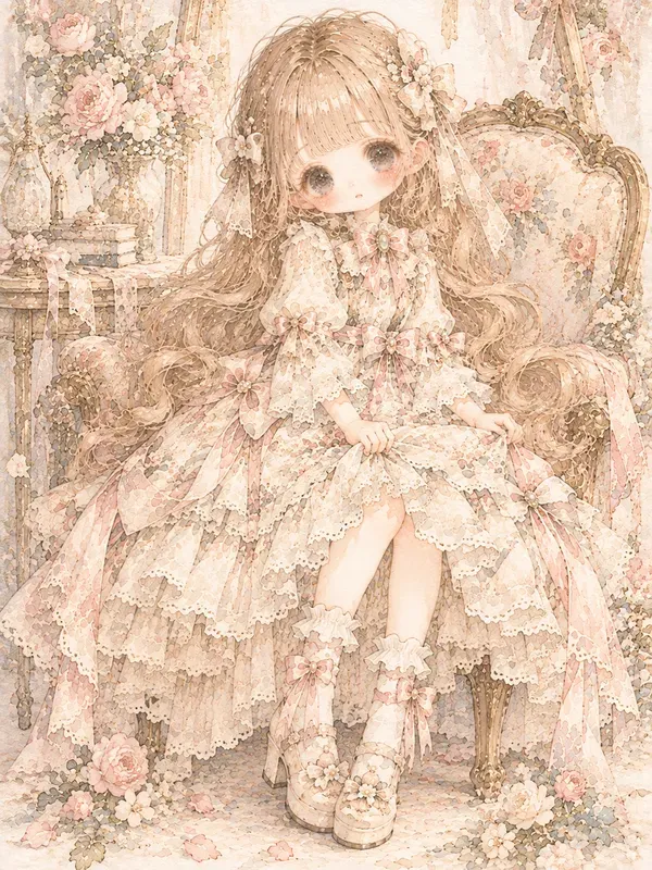 Fairy Tale Doll Watercolor Girls Kawaii