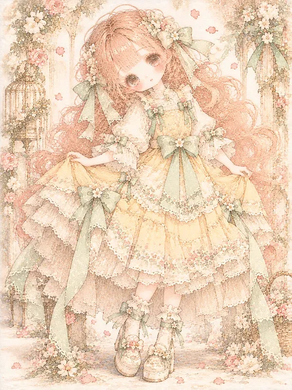 Fairy Tale Doll Watercolor Girls Kawaii