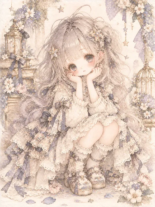 Fairy Tale Doll Watercolor Girls Kawaii