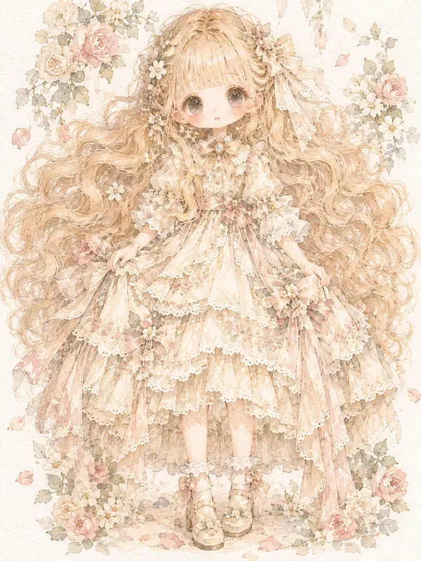 Fairy Tale Doll Watercolor Girls Kawaii