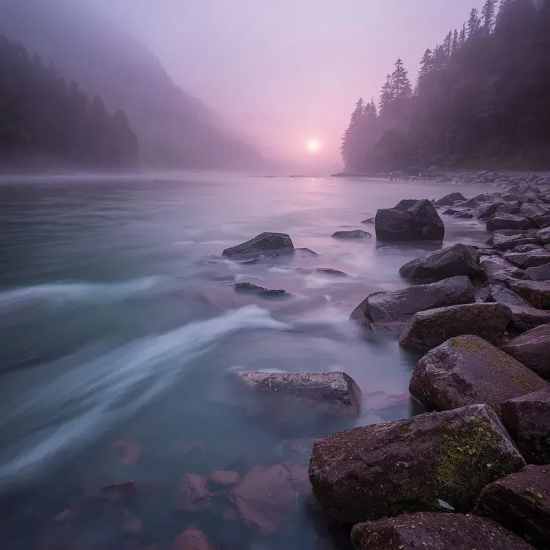 Misty Morning River Photos