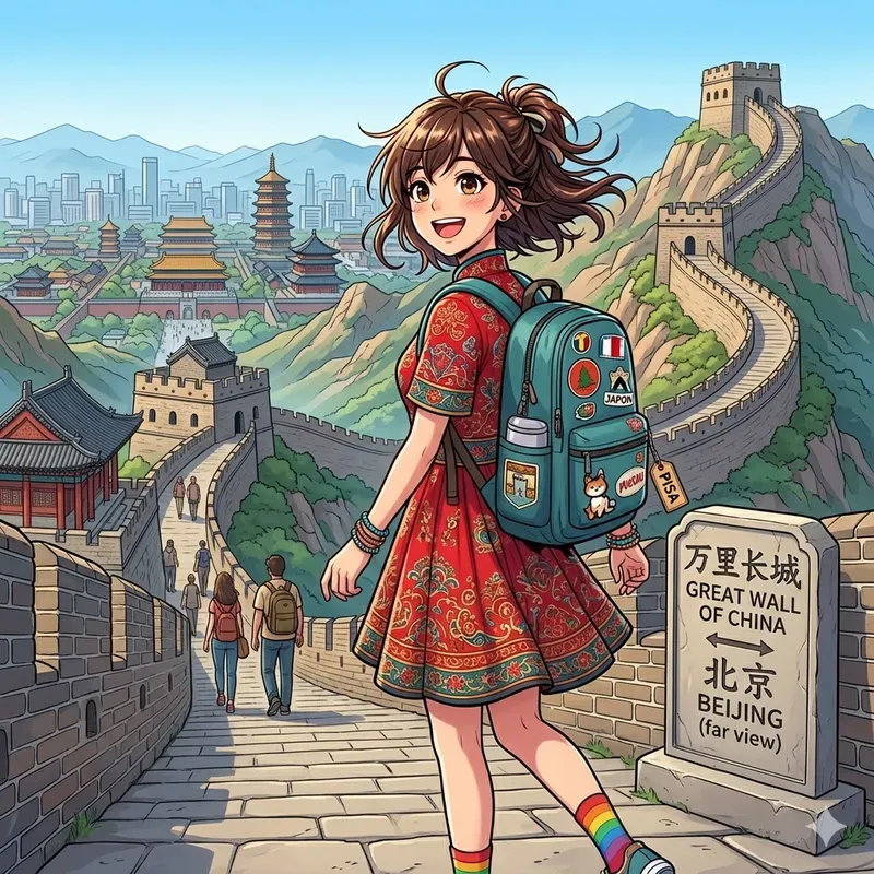 Anime Girls Exploring Global Destinations