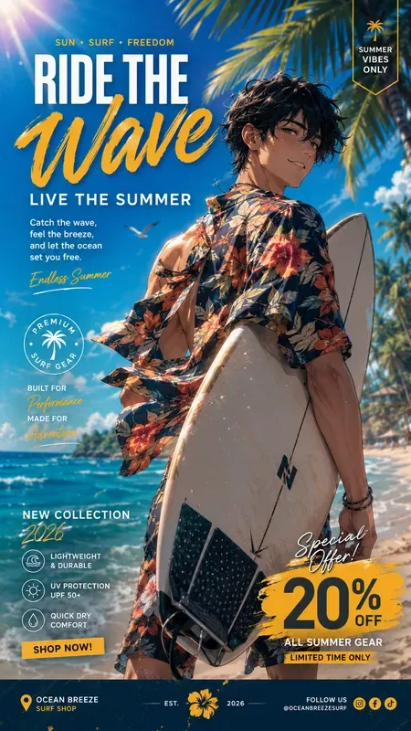 Luxury Anime Beach Poster Generator
