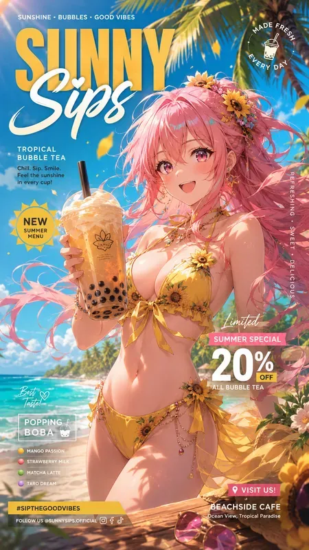 Luxury Anime Beach Poster Generator