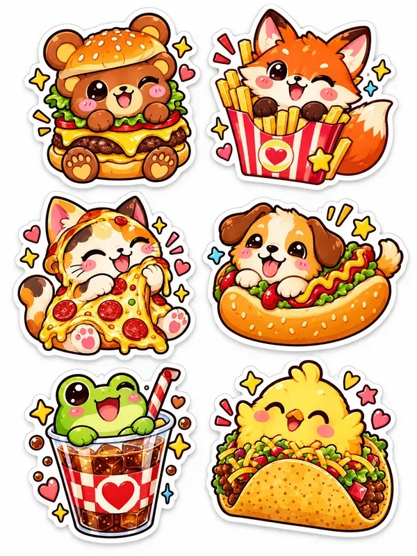 Retro Kawaii Vinyl Sticker Pack Sheets