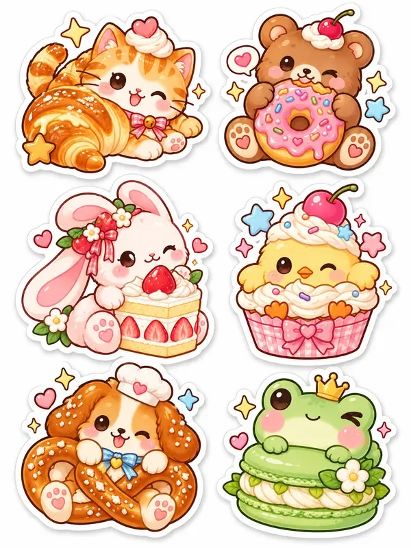 Retro Kawaii Vinyl Sticker Pack Sheets
