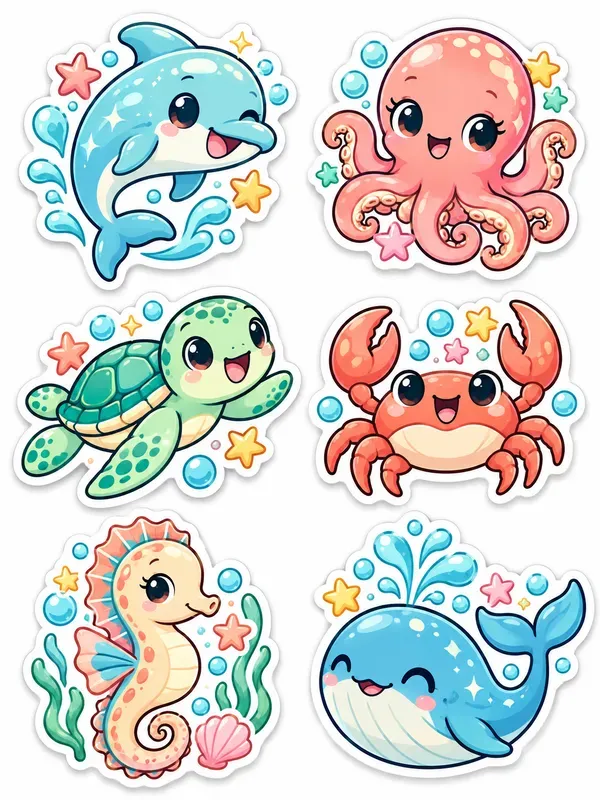 Retro Kawaii Vinyl Sticker Pack Sheets