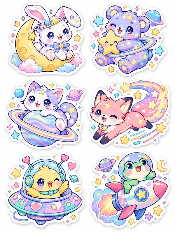 Retro Kawaii Vinyl Sticker Pack Sheets