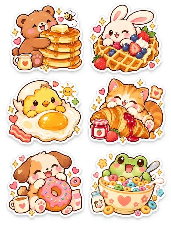 Retro Kawaii Vinyl Sticker Pack Sheets