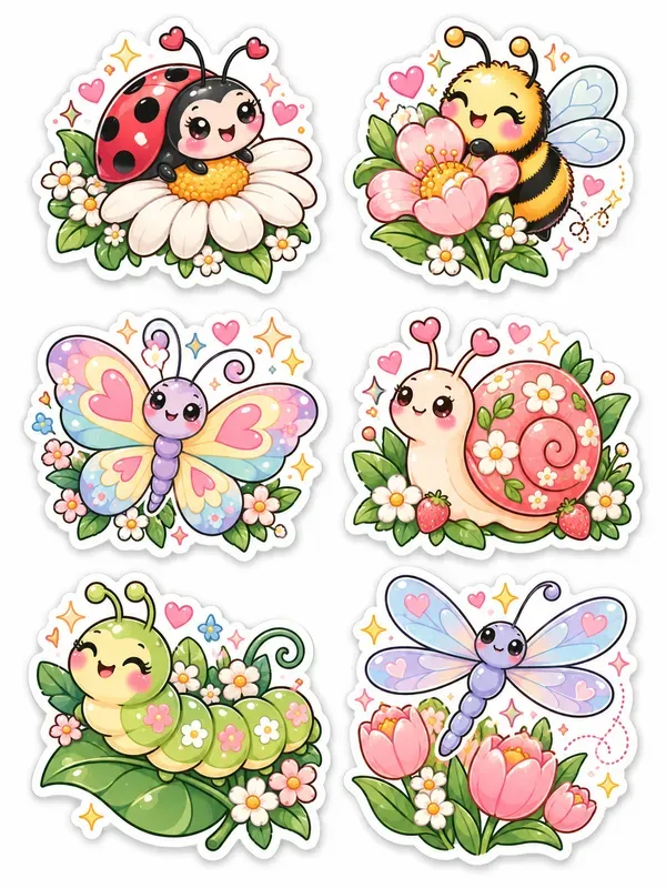 Retro Kawaii Vinyl Sticker Pack Sheets