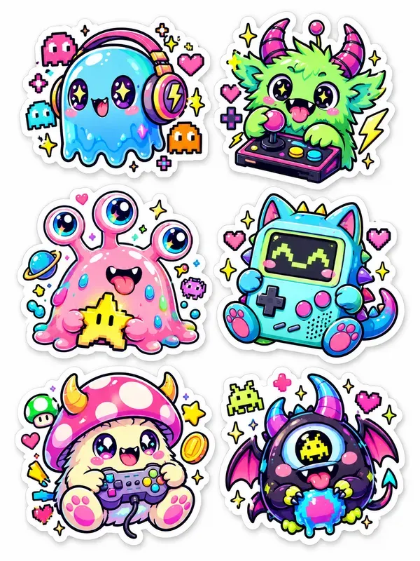 Retro Kawaii Vinyl Sticker Pack Sheets