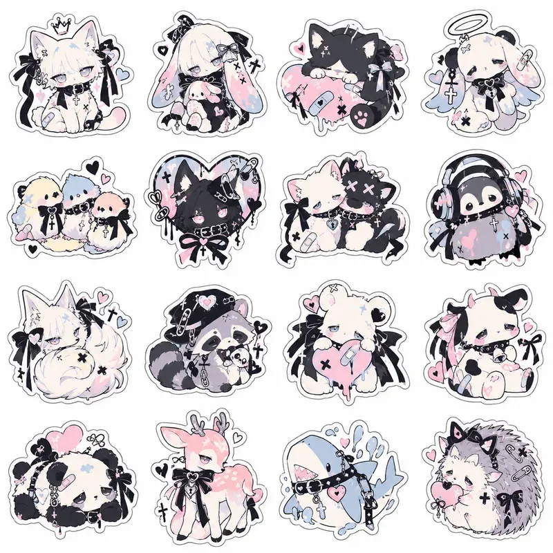 Kawaii Pastel Goth Sticker Sheets