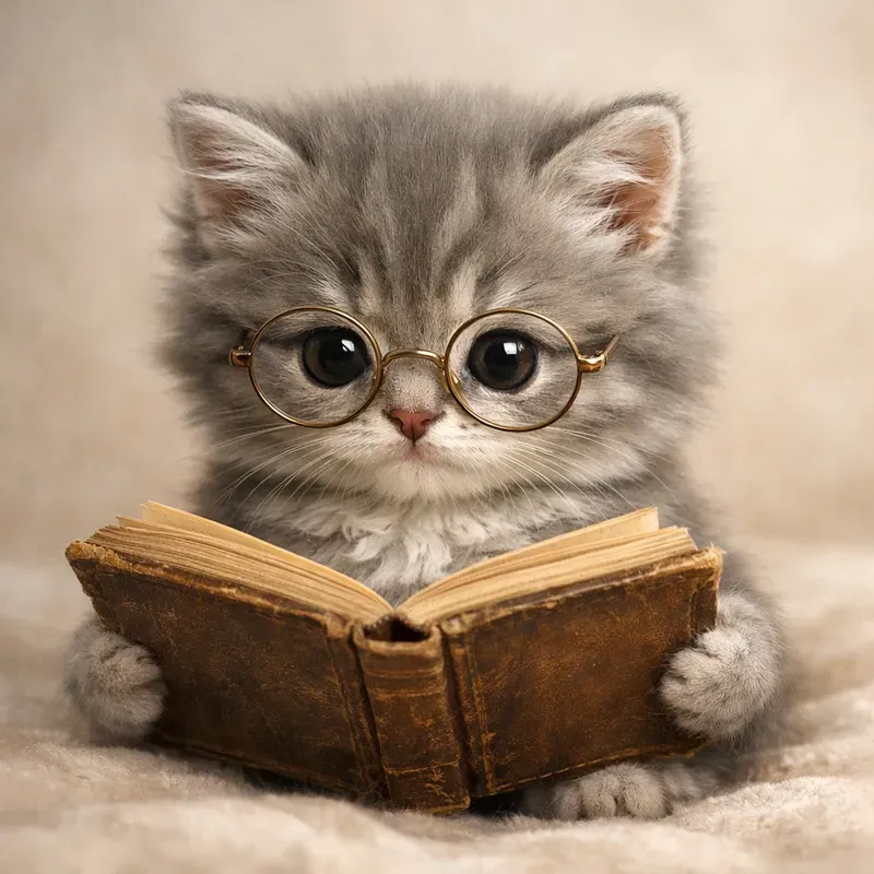 Cute Animals Reading Books