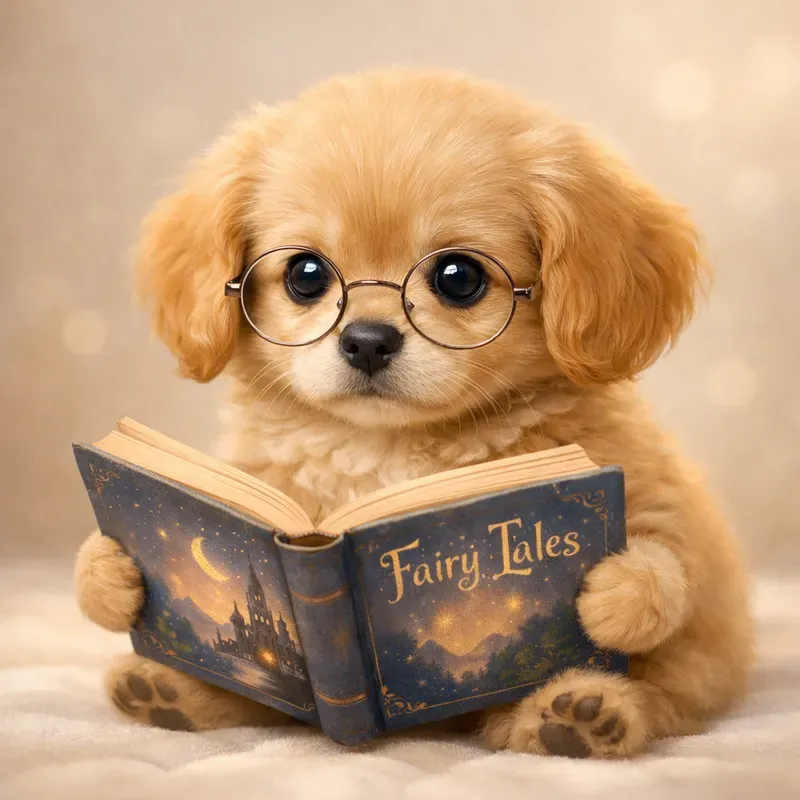 Cute Animals Reading Books