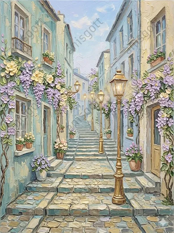 Romantic Paris Gold Impasto Landscapes