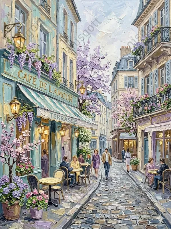 Romantic Paris Gold Impasto Landscapes