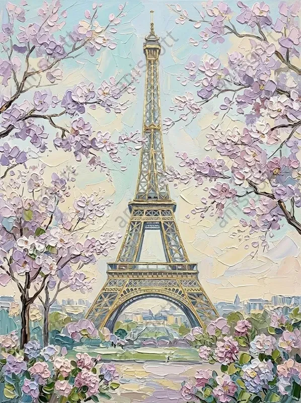 Romantic Paris Gold Impasto Landscapes