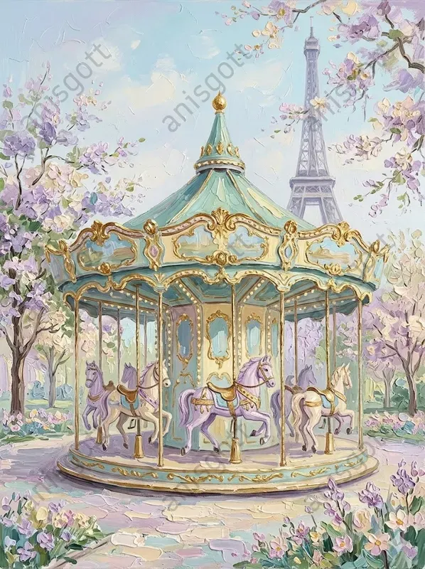 Romantic Paris Gold Impasto Landscapes