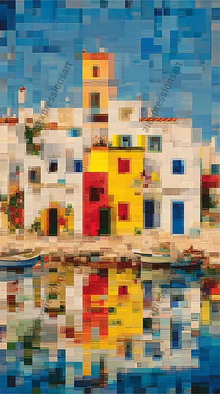 Abstract Colorful Pixel Mosaic Art