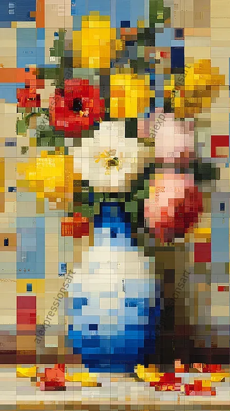 Abstract Colorful Pixel Mosaic Art