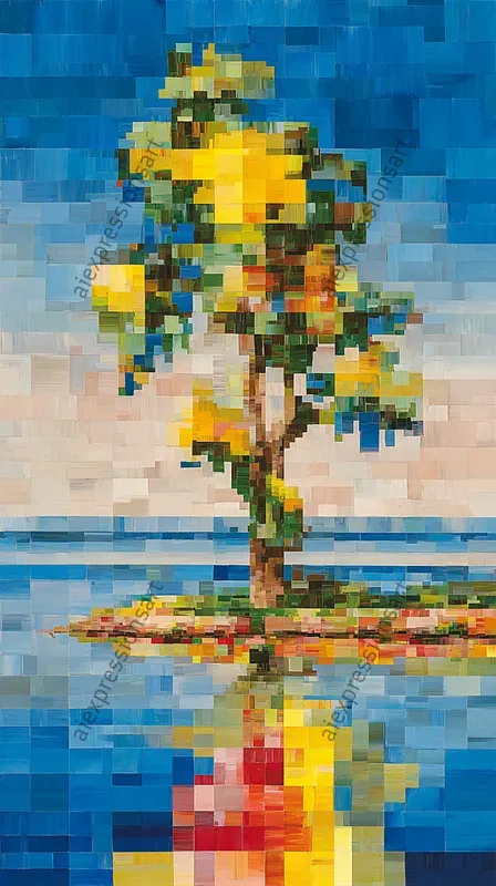 Abstract Colorful Pixel Mosaic Art