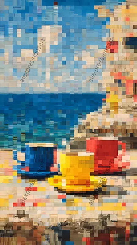 Abstract Colorful Pixel Mosaic Art